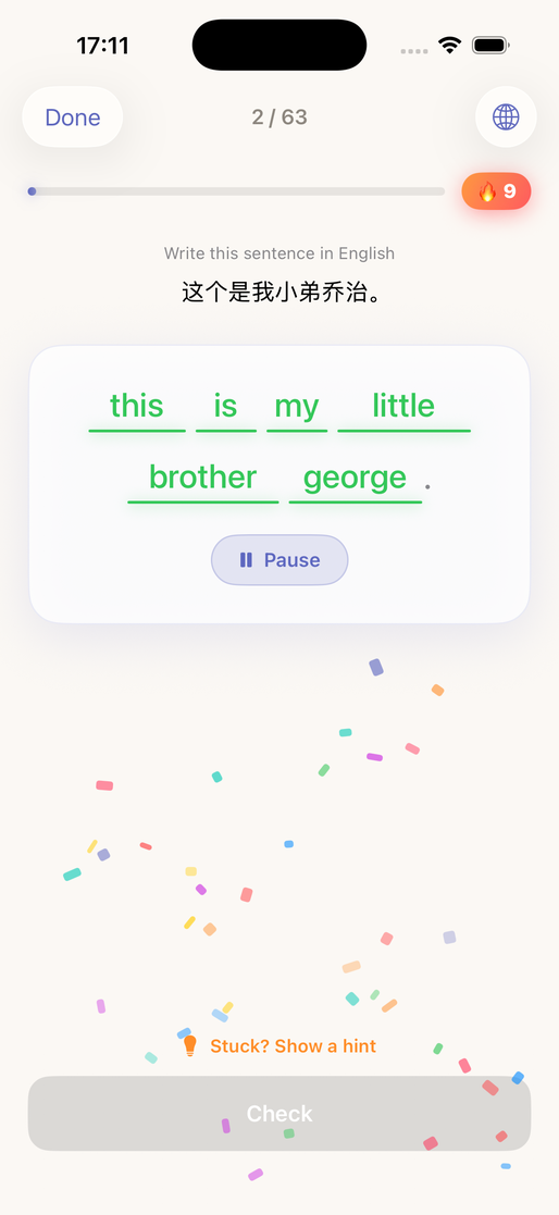 Interactive practice mode in Linva